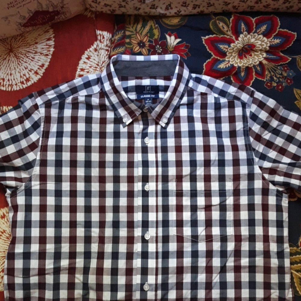 Plaid button-up shirt